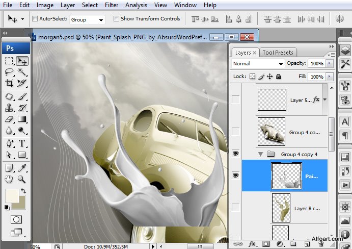 Luxury retro car poster with paint splashing effect. Talbot-Lago T-150 CSS, Retro car, clouds, paint splashes, Talbot-Lago T-150 CSS, car wallpaper